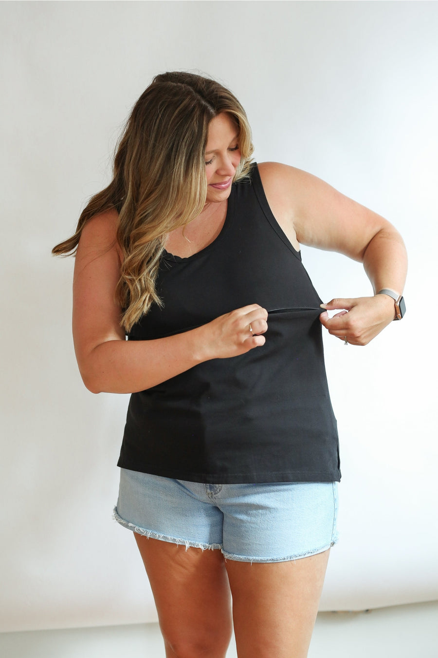 Invisible Zip Breastfeeding Tank - Black