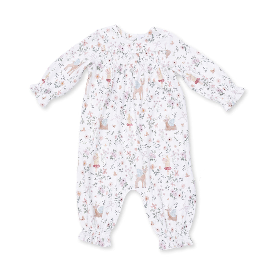 Smocked Long Sleeve Romper - Enchanted Woodland