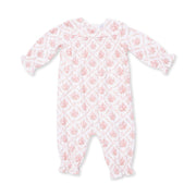 Smocked Long Sleeve Romper - Rose Bow Lattice