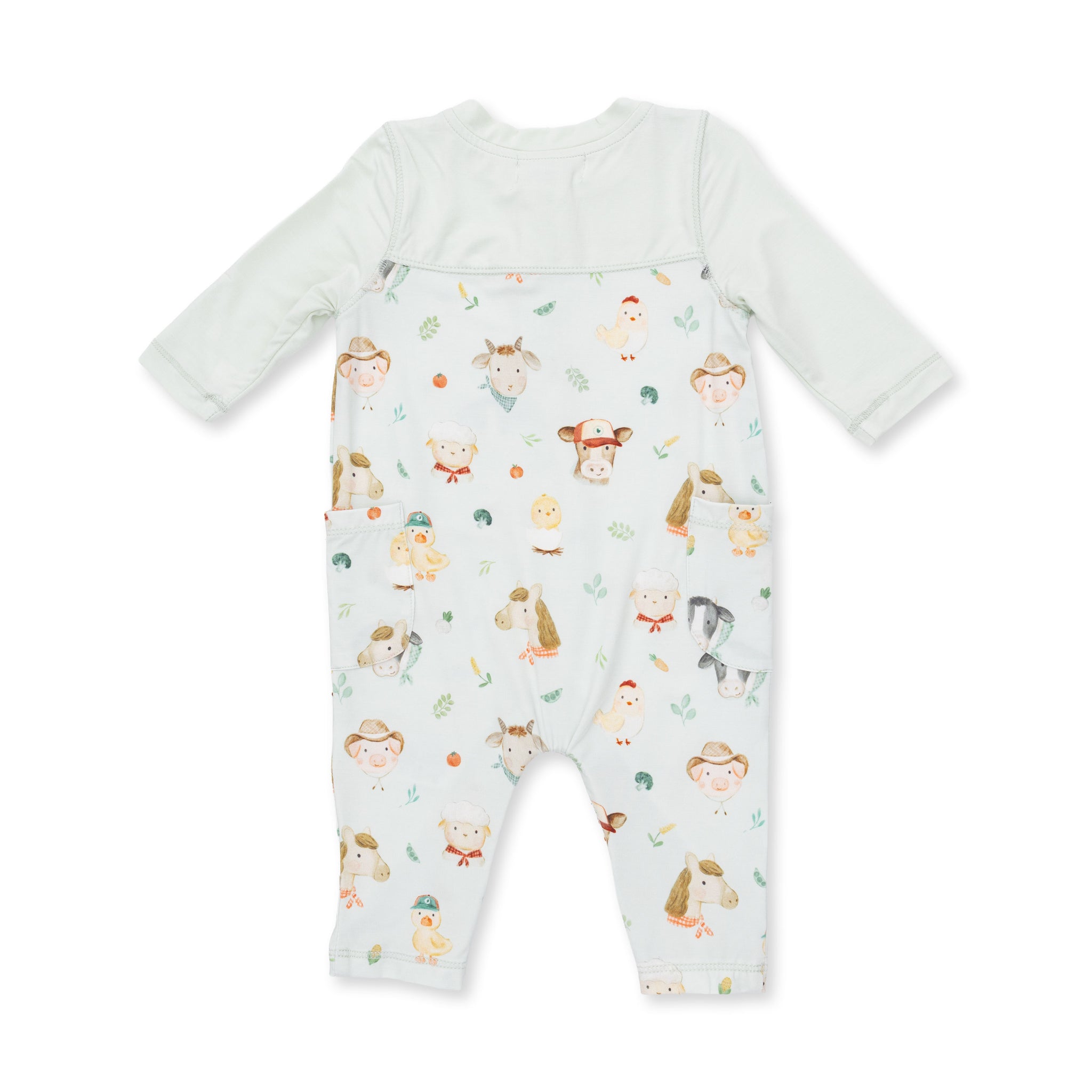 Romper with Contrast Sleeve - Baby Farm Faces