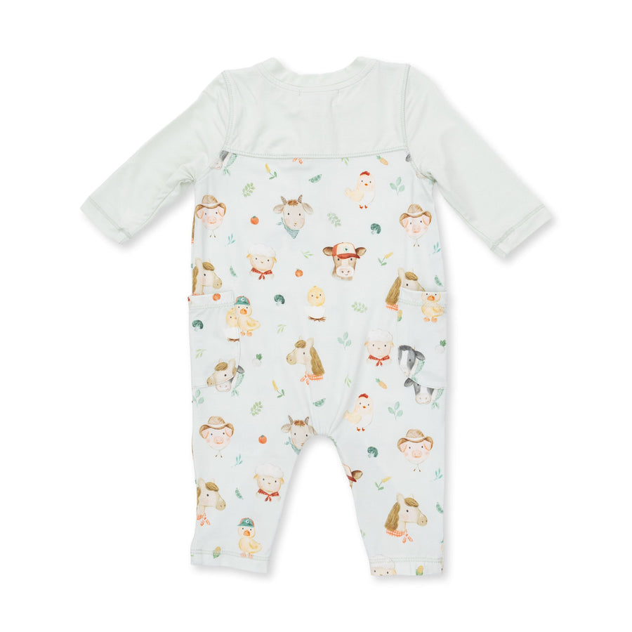 Romper with Contrast Sleeve - Baby Farm Faces