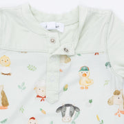 Romper with Contrast Sleeve - Baby Farm Faces