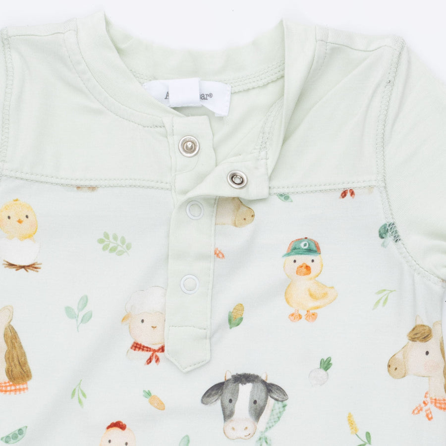 Romper with Contrast Sleeve - Baby Farm Faces