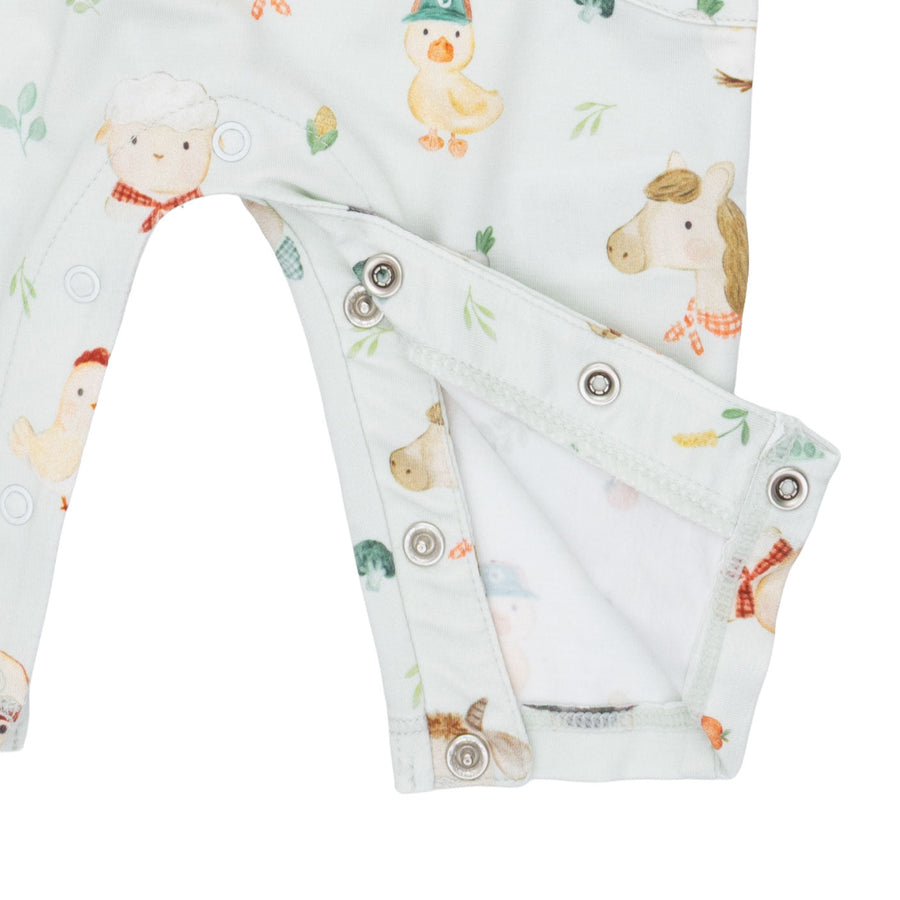 Romper with Contrast Sleeve - Baby Farm Faces