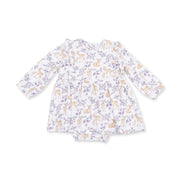 Ruffle Long Sleeve Bodysuit Dress - Floral Deer
