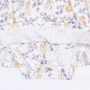 Ruffle Long Sleeve Bodysuit Dress - Floral Deer