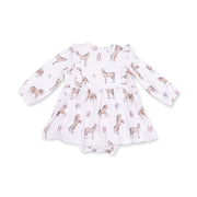 Ruffle Long Sleeve Bodysuit Dress - I Love Horses
