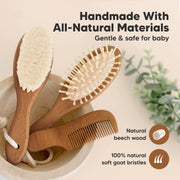 Baby Hair Brush and Comb Set - Dark Walnut