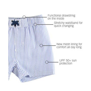 Periwinkle Blue Seersucker Swim Trunks