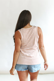 Invisible Zip Breastfeeding Tank - Blush & White