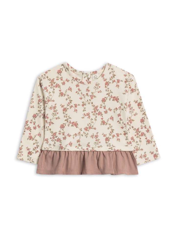 Lily Long Sleeve Ruffle Hem Top - Agnes Floral/Mauve