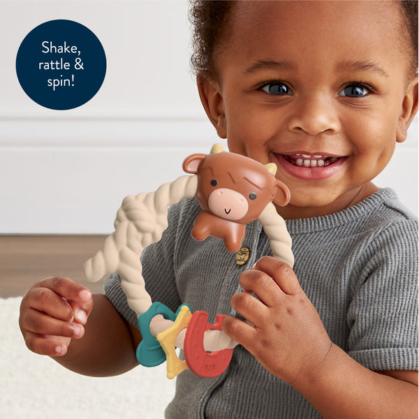 Ritzy Silicone Teether Rattle - Highland Cow