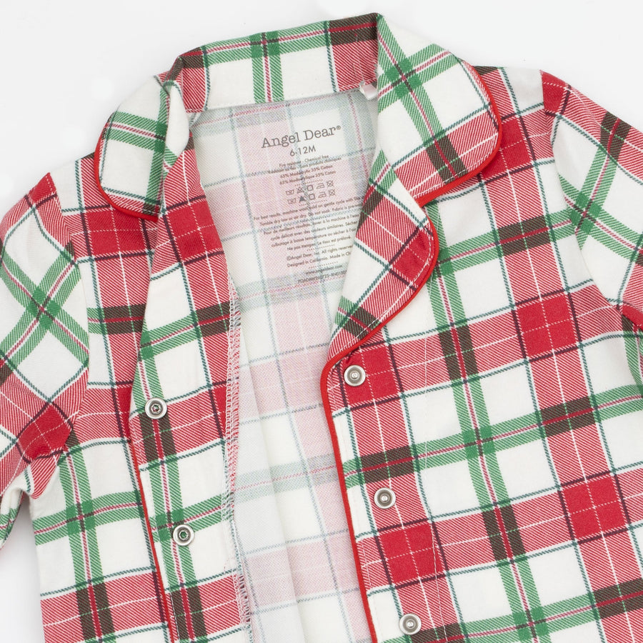 Long Sleeve Coat Style with Pant - Holiday Plaid