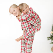Long Sleeve Coat Style with Pant - Holiday Plaid