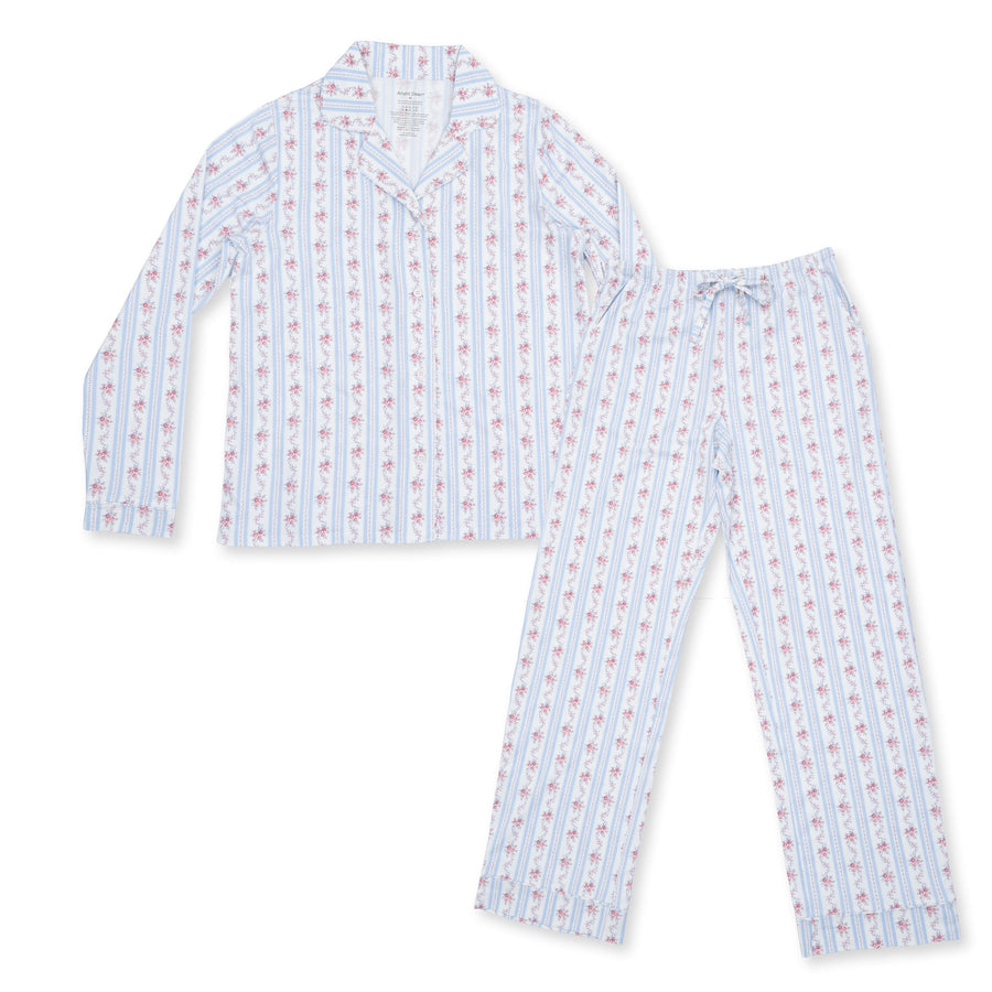 Adult Long Sleeve Pajamas - Anna Floral Stripe