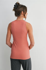 Sleeveless Maternity Nursing Double Layer Tank Top - Coral