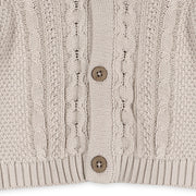 Organic Cotton Shawl Collar Cable Knit Baby Cardigan Sweater - Stone
