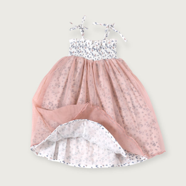 Emma Smocked Baby Tutu Dress + Bloomer - Blue & Pink Floral