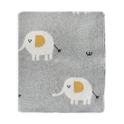 Organic Jacquard Sweater Knit Baby Blanket - Elephant