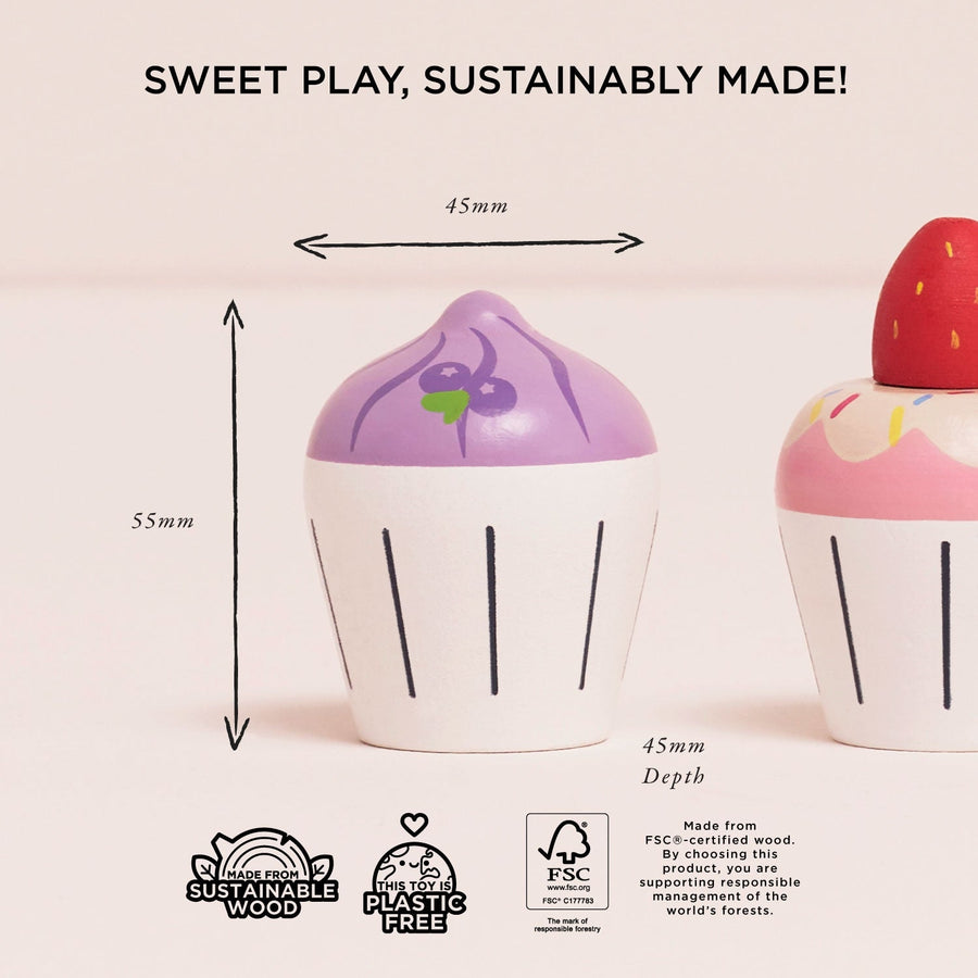 Wooden Cupcake Set