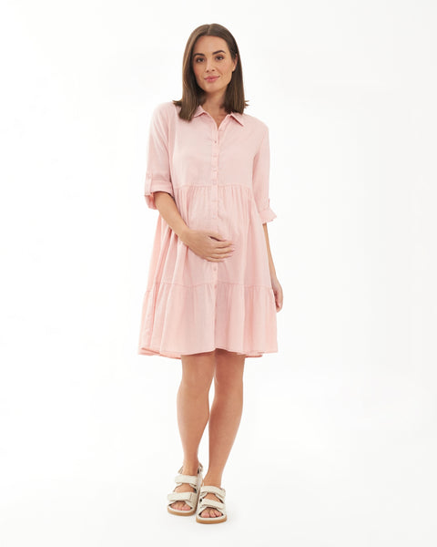 Adel Linen Dress - Soft Pink