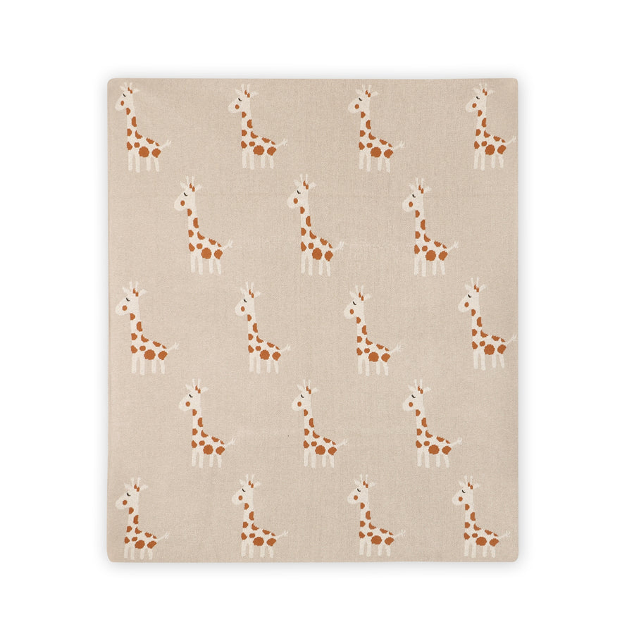Organic Jacquard Sweater Knit Baby Blanket - Giraffe