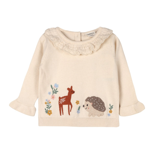Woodland Embroidered Knit Sweater and Pants Set