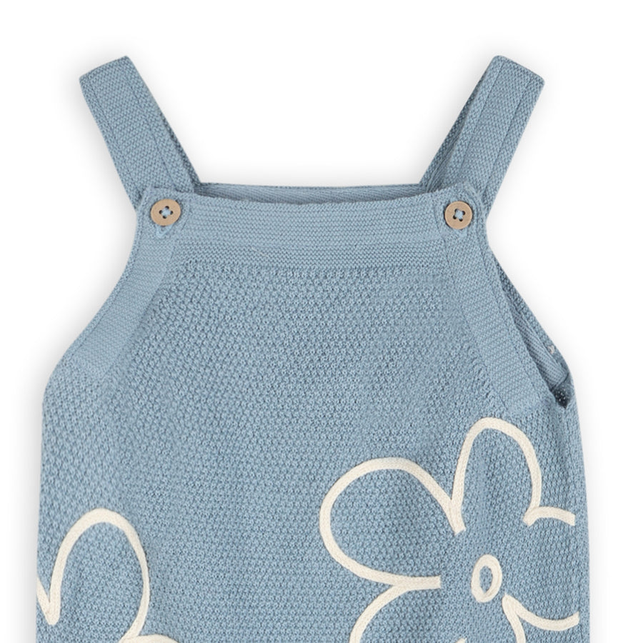 Organic Cotton Wildflower Embroidered Knit Baby Overall Set