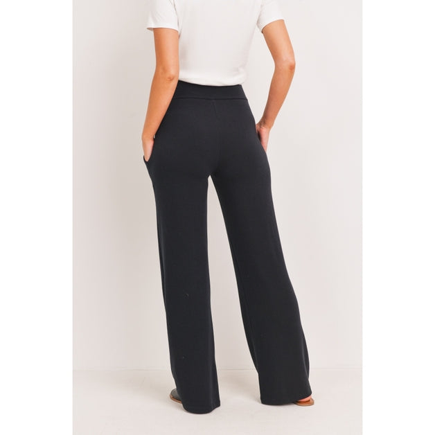 Straight Leg Maternity Terry Lounge Pants - Black