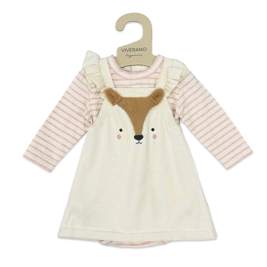 Furry Fox Jacquard Knit Baby Tunic Dress Set