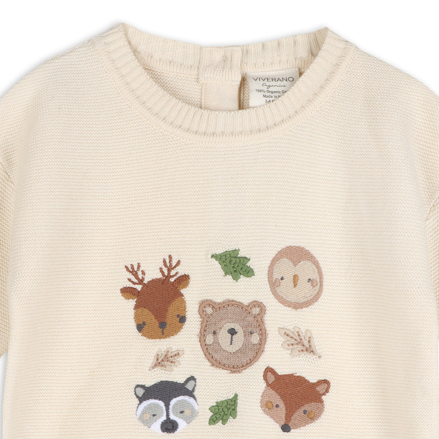 Woodland Animals Knit Baby Pullover Sweater