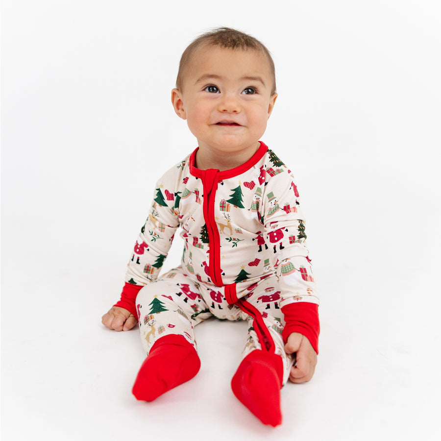 Bamboo Convertible Baby Pajamas - Cozy Christmas