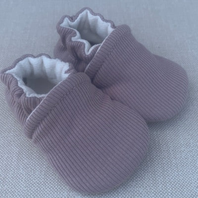 Organic Cotton Knit Slippers -  Ribbed Lilac