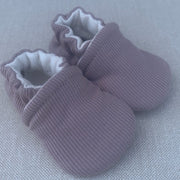Organic Cotton Knit Slippers -  Ribbed Lilac