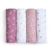 Organic Cotton Muslin Swaddles (4 Pack) - Heritage Floral