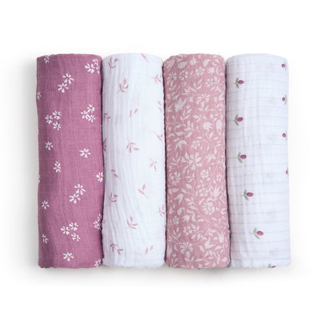 Organic Cotton Muslin Swaddles (4 Pack) - Heritage Floral