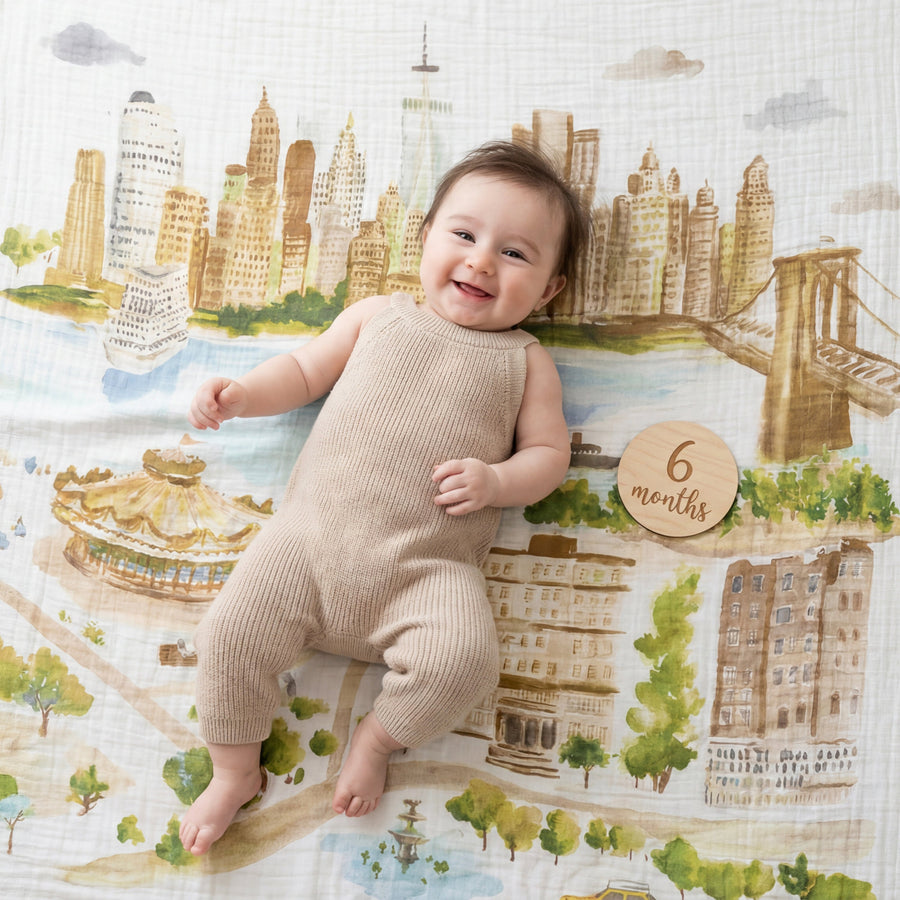 Organic Cotton Muslin Swaddles (4 Pack) - New York City