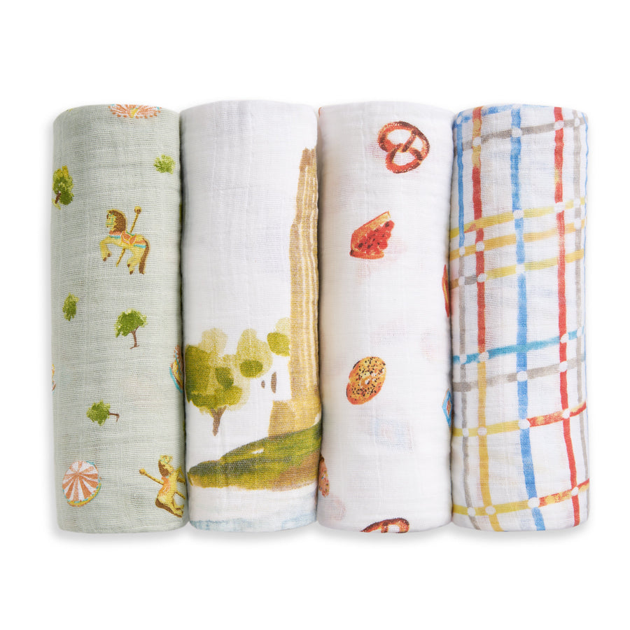 Organic Cotton Muslin Swaddles (4 Pack) - New York City