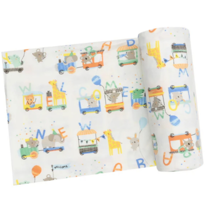 Bamboo Swaddle Blanket - Animal Train