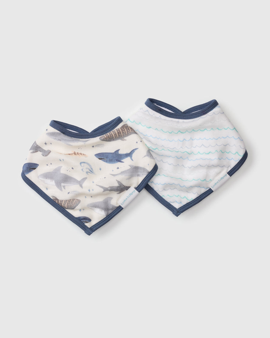 Luxe Muslin Bandana Bib Set - Sharks