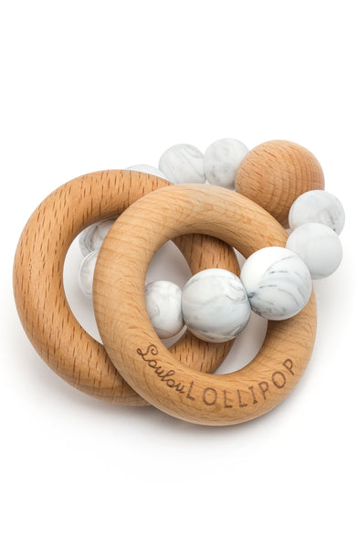Bubble Silicone & Wood Teether - Marble