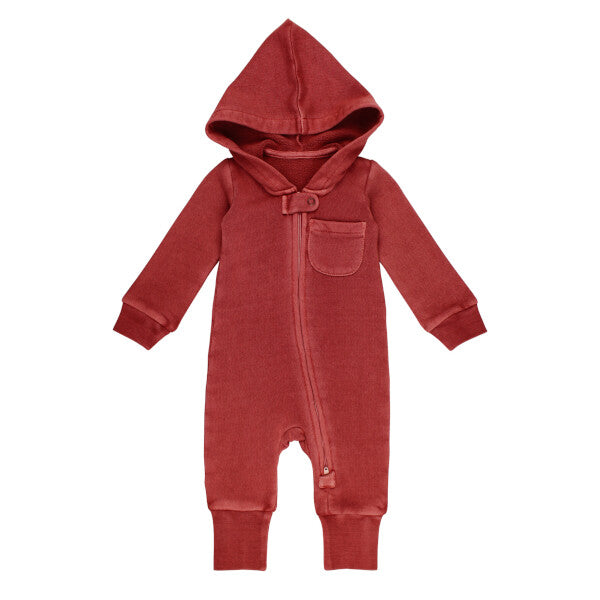 Organic Cozy Zipper Romper - Cherry