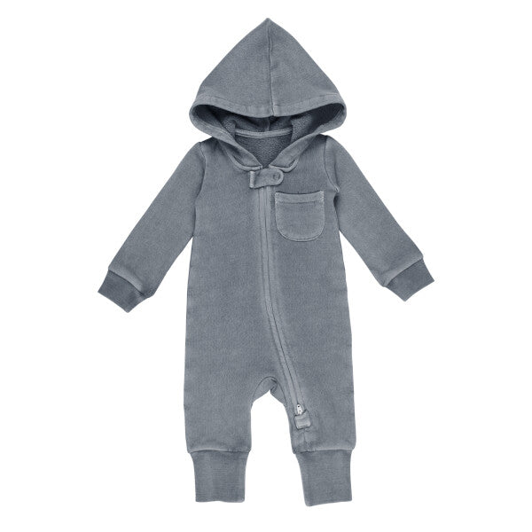 Organic Cozy Zipper Romper - Moonstone