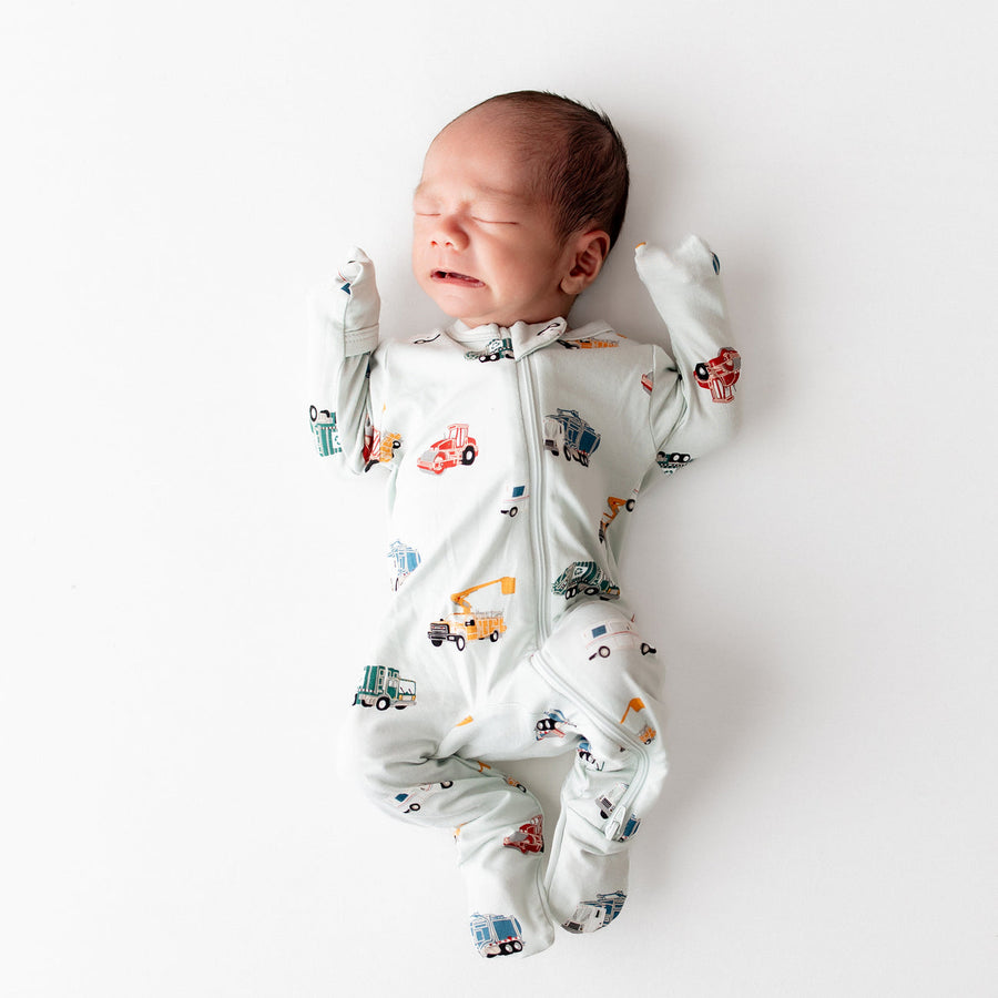 Bamboo Zippered Footie - City Vehicles