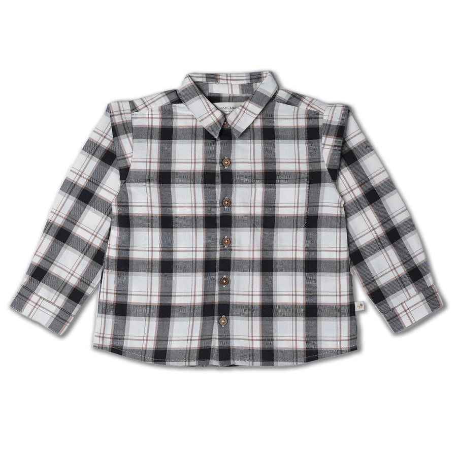 Organic Collared Long Sleeve Button Up Shirt - Plaid Checks