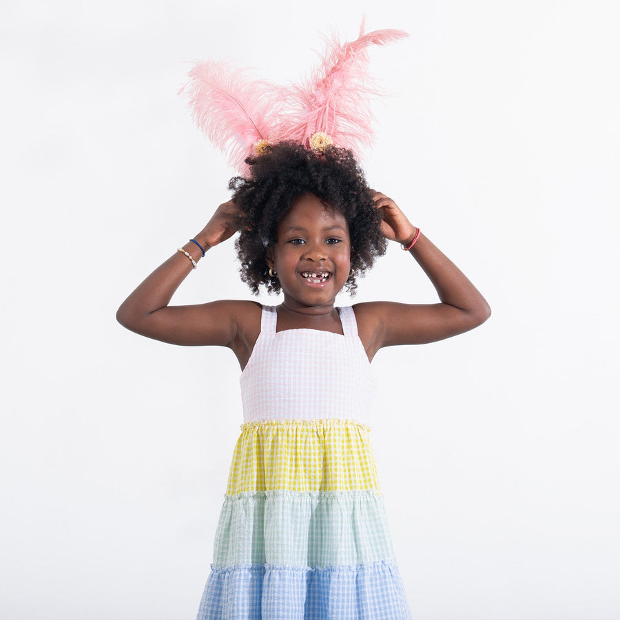 Woven Girls Tiered Dress - Multi Gingham