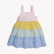 Woven Girls Tiered Dress - Multi Gingham