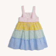 Woven Girls Tiered Dress - Multi Gingham