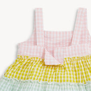 Woven Tiered Dress with Bloomer - Multi Gingham