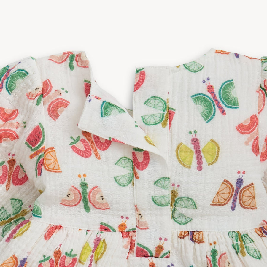 Woven Puff Sleeve Girls Dress - The Fruit Flies